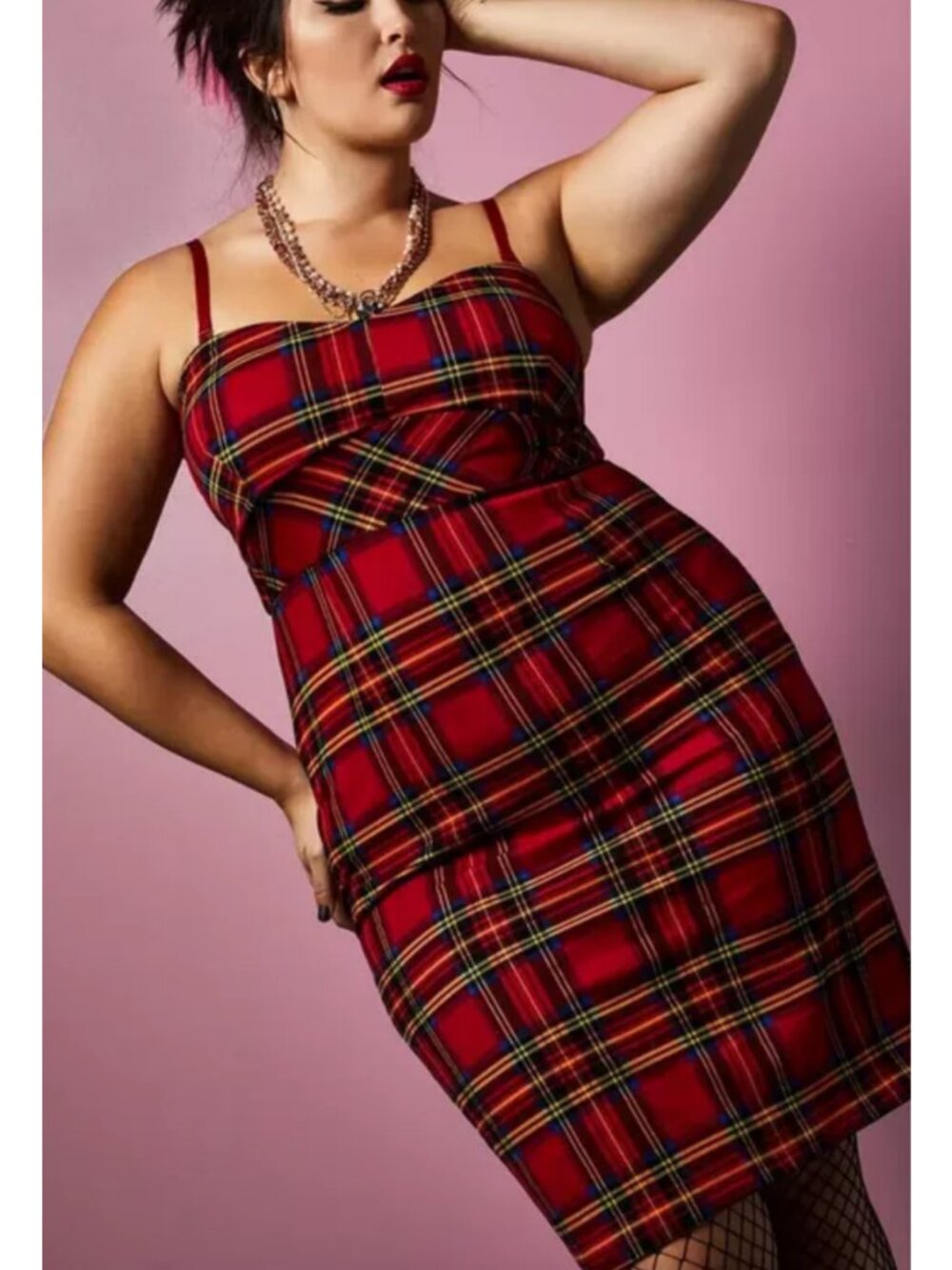 Torrid Betsey Johnson Red Tartan Plaid Ponte Dress 20 - Picture 3 of 12